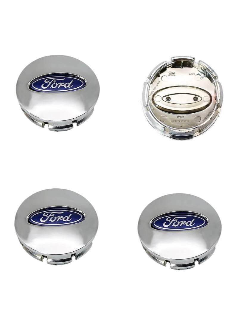 فورد أغطية مركز عجلات السيارة مقاس 65 مم باللون الفضي المطفي لسيارات فورد | طقم 4 قطع | تركيب سهل - Image 1